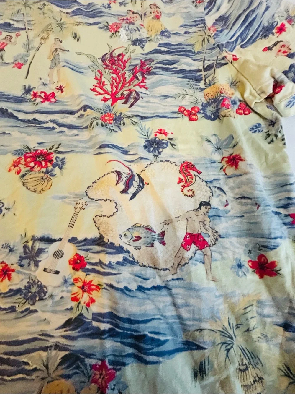 Polo Ralph Lauren T-Shirt Men's Multicolor Hawaiian Print Pullover Casual - Picture 2 of 8